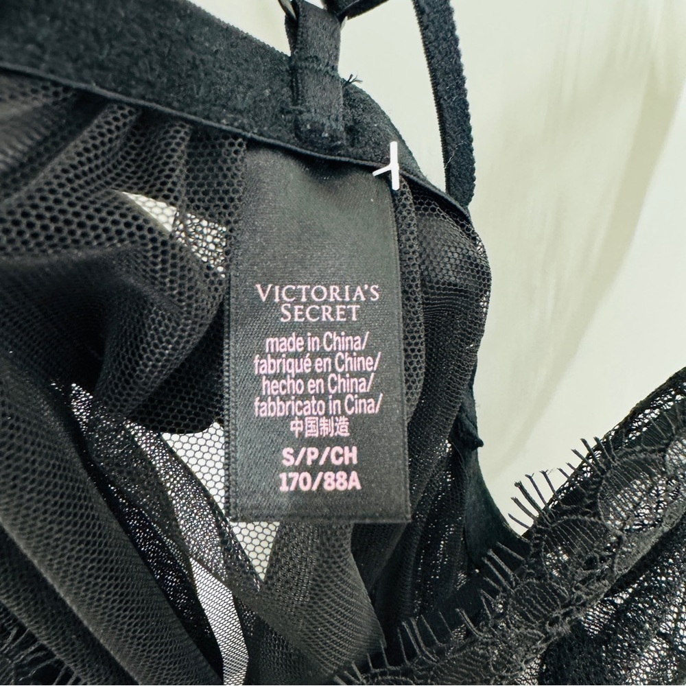 Victoria’s Secret Sheer Black Lace Babydoll Lingerie Chemise Strappy Back Small - Picture 4 of 7